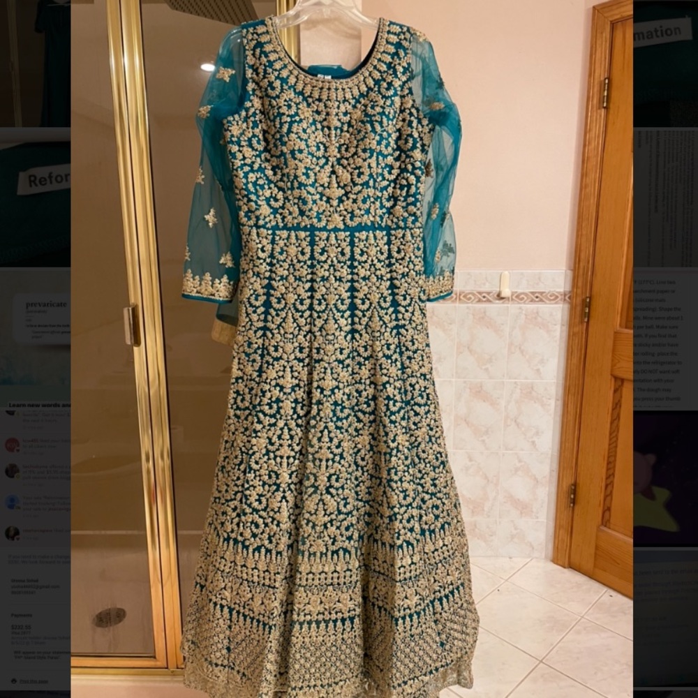 Indian/Pakistani Turquoise Heavy Wedding Maxi Gown/Anarkali